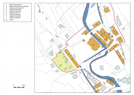 Plan-masse de l'usine vers 1980. © Région Bourgogne-Franche-Comté, Inventaire du patrimoine