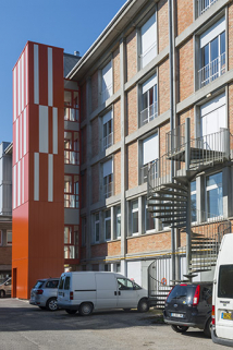 Détail de la face postérieure du bâtiment d'internat, logement, restauration. (ex-Léger)  © Région Bourgogne-Franche-Comté, Inventaire du patrimoine