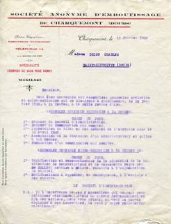 Papier à en-tête de la Société anonyme d'Emboutissage de Charquemont, 12 janvier 1928. © Région Bourgogne-Franche-Comté, Inventaire du patrimoine Papier à en-tête de la Société anonyme d'Emboutissage de Charquemont, 12 janvier 1928. © Région Bourgogne-Franche-Comté, Inventaire du patrimoine
