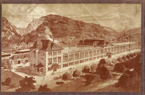 [Vue cavalière de l'usine Petermann à Moutier, Suisse], années 1920. © Région Bourgogne-Franche-Comté, Inventaire du patrimoine