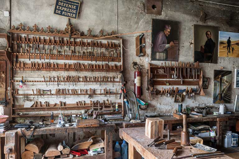 Atelier (rez-de-chaussée surélevé). Le mur sud. © Région Bourgogne-Franche-Comté, Inventaire du patrimoine