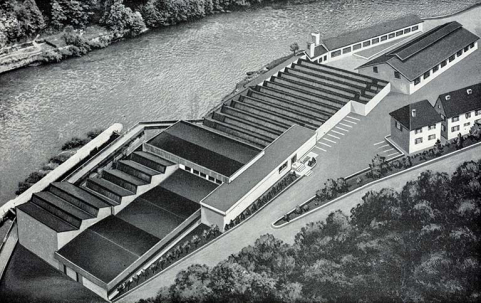 Vue plongeante de l'usine, s.d. [1969]. © Région Bourgogne-Franche-Comté, Inventaire du patrimoine