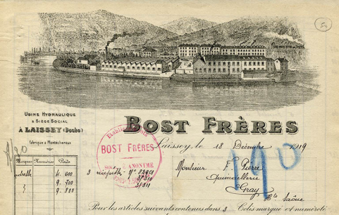Papier à en-tête Ets Bost frères, s.d. [vers 1919]. © Région Bourgogne-Franche-Comté, Inventaire du patrimoine