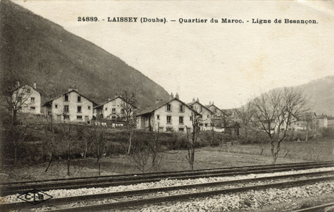 Laissey (Doubs). - Quartier du Maroc. - Ligne de Besançon, carte postale, s.d. [début 20e siècle]. © Région Bourgogne-Franche-Comté, Inventaire du patrimoine