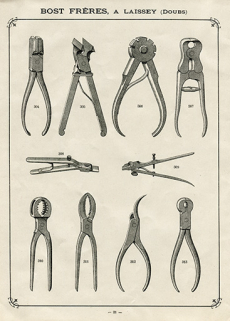 [Pinces spéciales], catalogue Bost Frères, 1907. © Région Bourgogne-Franche-Comté, Inventaire du patrimoine