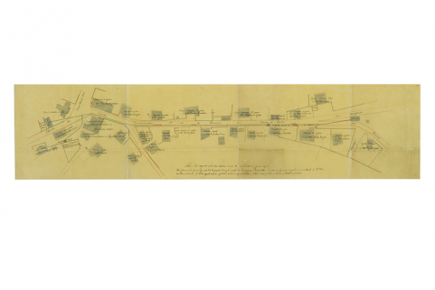 Extrait du plan des lieux du chemin de grande communication n° 10 de Besançon à la Chaux-de-Fonds. Partie comprise dans la traverse de Charquemont [... la Grande Rue entre la place de l'Hôtel de Ville et la rue de la Vierge], 21 septembre 1896 © Région Bourgogne-Franche-Comté, Inventaire du patrimoine