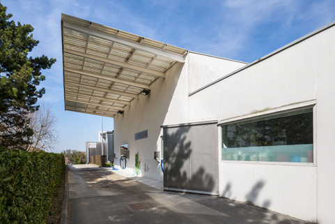 Détail de la façade ouest de la halle de génie alimentaire. © Région Bourgogne-Franche-Comté, Inventaire du patrimoine