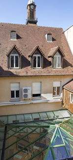 Restaurant d'application : façade postérieure et verrière de la salle de restaurant © Région Bourgogne-Franche-Comté, Inventaire du patrimoine Restaurant d'application : façade postérieure et verrière de la salle de restaurant © Région Bourgogne-Franche-Comté, Inventaire du patrimoine