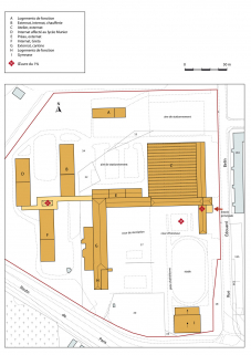 Plan-masse et de situation. Extrait du plan cadastral numérisé, section BI, échelle 1:1000. © Région Bourgogne-Franche-Comté, Inventaire du patrimoine Plan-masse et de situation. Extrait du plan cadastral numérisé, section BI, échelle 1:1000. © Région Bourgogne-Franche-Comté, Inventaire du patrimoine