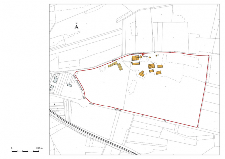 Plan-masse et de situation. Extrait du plan cadastral numérisé, section ZP, échelle 1:4000. © Région Bourgogne-Franche-Comté, Inventaire du patrimoine