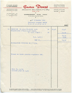 Papier à en-tête de la société Gaston Donzé, 1964. © Région Bourgogne-Franche-Comté, Inventaire du patrimoine