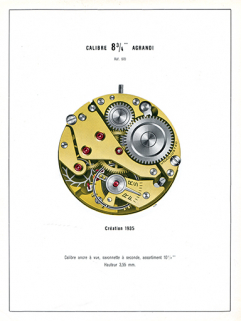 Calibre 8 3/4''' agrandi. Ref. 970. Création 1935. Calibre ancre à vue, savonnnette à seconde, assortiment 10 1/2'''. Hauteur 3,55 mm, 1949. © Région Bourgogne-Franche-Comté, Inventaire du patrimoine