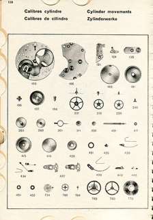 Calibres cylindre [dessin des fournitures composant un calibre cylindre], 1955. © Région Bourgogne-Franche-Comté, Inventaire du patrimoine
