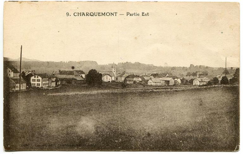 9. Charquemont - Partie Est, 1er quart 20e siècle. L'usine est visible à droite. © Région Bourgogne-Franche-Comté, Inventaire du patrimoine 9. Charquemont - Partie Est, 1er quart 20e siècle. L'usine est visible à droite. © Région Bourgogne-Franche-Comté, Inventaire du patrimoine