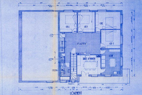 Société coopérative de fromagerie de Charmauvillers. Projet de construction d’un chalet fruitière. [Plans. Détail :] Logement, 21 mars 1963. © Région Bourgogne-Franche-Comté, Inventaire du patrimoine