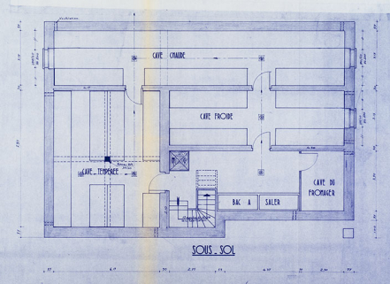 Société coopérative de fromagerie de Charmauvillers. Projet de construction d’un chalet fruitière. [Plans. Détail :] Sous-sol, 21 mars 1963. © Région Bourgogne-Franche-Comté, Inventaire du patrimoine