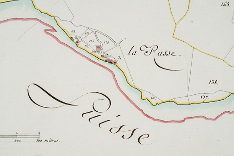 Plan-masse et de situation en 1811. Extrait du Plan cadastral parcellaire de la commune de Fournet [...] Section A du Refrain. © Région Bourgogne-Franche-Comté, Inventaire du patrimoine