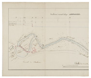 Plan de la source et du ruisseau de Fourbanne [...] des héritiers Perron, 1826.   © Région Bourgogne-Franche-Comté, Inventaire du patrimoine