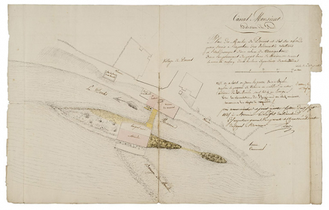 Plan du moulin de Douvot et de ses abords [...], s.d. [1825]. © Région Bourgogne-Franche-Comté, Inventaire du patrimoine
