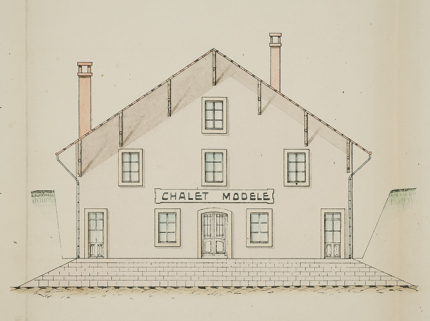 Fromagerie de Guyans-Vennes. Elévation de la façade antérieure, s.d. [1923]. © Région Bourgogne-Franche-Comté, Inventaire du patrimoine