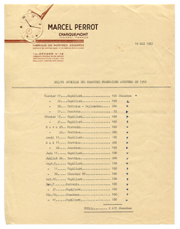 Papier à en-tête de la fabrique de montres Marcel Perrot, 19 mai 1953. © Région Bourgogne-Franche-Comté, Inventaire du patrimoine