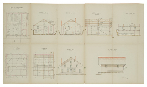 Fromagerie de Guyans-Vennes [Plans, coupes et élévations], s.d. [1923]. © Région Bourgogne-Franche-Comté, Inventaire du patrimoine
