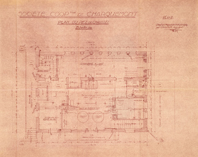 Société cooper[a]tive de Charquemont (Doubs). Pl. n° 2. Plan du rez-de-chaussée, 25 juin 1939. © Région Bourgogne-Franche-Comté, Inventaire du patrimoine