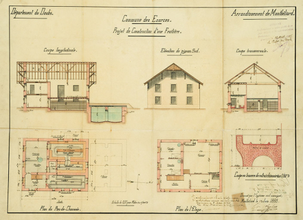 Commune des Écorces. Projet de construction d’une fruitière, 1898. © Région Bourgogne-Franche-Comté, Inventaire du patrimoine Commune des Écorces. Projet de construction d’une fruitière, 1898. © Région Bourgogne-Franche-Comté, Inventaire du patrimoine