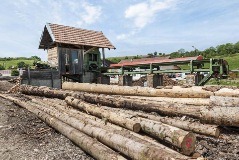 Parc à grumes et poste d'écorçage. © Région Bourgogne-Franche-Comté, Inventaire du patrimoine