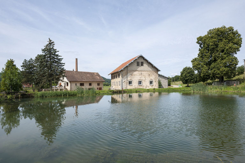 Vue d'ensemble depuis l'étang de retenue. © Région Bourgogne-Franche-Comté, Inventaire du patrimoine