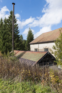 Toiture de la salle de la machine à vapeur et scierie. © Région Bourgogne-Franche-Comté, Inventaire du patrimoine