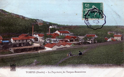 Torpes (Doubs). La papeterie de Torpes-Boussières, carte postale, s.d. [fin 19e ou début 20e siècle]. © Région Bourgogne-Franche-Comté, Inventaire du patrimoine