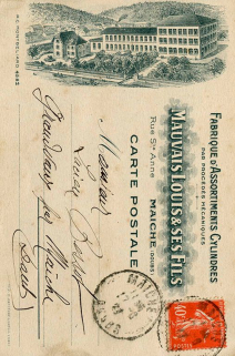 Fabrique d'assortiments cylindres par procédés mécaniques Mauvais Louis et ses Fils [l'usine agrandie et la villa], entre le 1er juillet 1925 et le 17 juin 1927. © Région Bourgogne-Franche-Comté, Inventaire du patrimoine