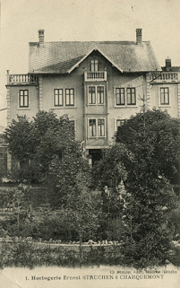 1. Horlogerie Ernest Struchen à Charquemont [façade postérieure de la maison], 1ère moitié 20e siècle. © Région Bourgogne-Franche-Comté, Inventaire du patrimoine