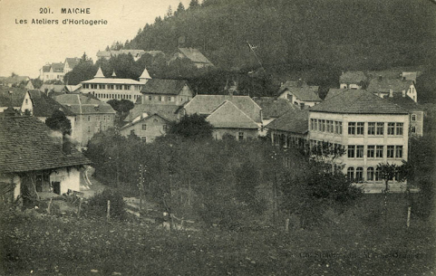 201. Maîche. Les ateliers d'horlogerie, entre 1914 et 1918. © Région Bourgogne-Franche-Comté, Inventaire du patrimoine 201. Maîche. Les ateliers d'horlogerie, entre 1914 et 1918. © Région Bourgogne-Franche-Comté, Inventaire du patrimoine
