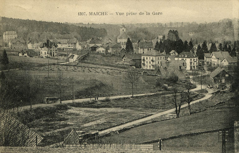 1307. Maîche - Vue prise de la gare, 1ère moitié 20e siècle (avant 1930). © Région Bourgogne-Franche-Comté, Inventaire du patrimoine