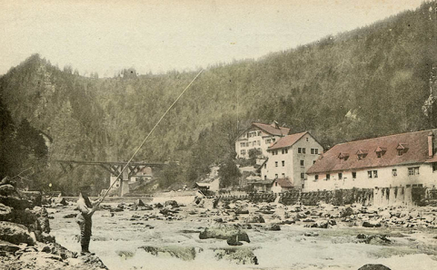 Le Doubs à La Rasse [vue d'ensemble rapprochée depuis l'aval rive droite], 4e quart 19e siècle. © Région Bourgogne-Franche-Comté, Inventaire du patrimoine