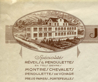 Papier à en-tête de la société Jaccard Frères (détail : le site vu du sud), 25 septembre 1930. © Région Bourgogne-Franche-Comté, Inventaire du patrimoine