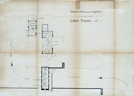 Papeteries de Torpes, Züber-Rieder et Cie, plan [partie sud], 1923. © Région Bourgogne-Franche-Comté, Inventaire du patrimoine