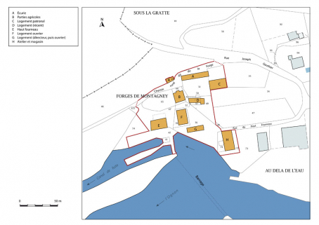 Plan-masse et de situation. Extrait du plan cadastral, 2015, section C. © Région Bourgogne-Franche-Comté, Inventaire du patrimoine