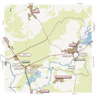 Tracé de la voie ferrée Nancy-Gray sur la commune de Faverney. © Région Bourgogne-Franche-Comté, Inventaire du patrimoine Tracé de la voie ferrée Nancy-Gray sur la commune de Faverney. © Région Bourgogne-Franche-Comté, Inventaire du patrimoine