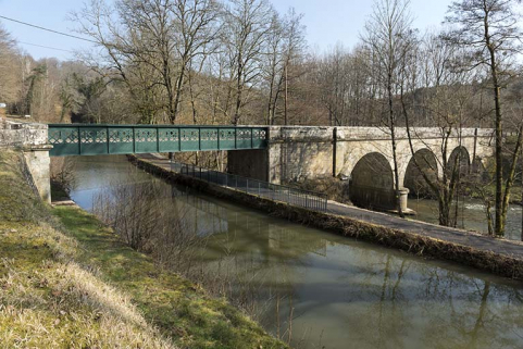 Depuis le sud-ouest, vue sur les deux ouvrages enjambant le canal des Vosges et le Coney. © Région Bourgogne-Franche-Comté, Inventaire du patrimoine