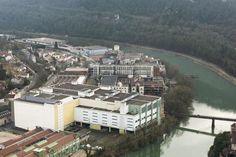 Etat en 2016. Usine B : vue plongeante sur les ateliers d'étirage tergal et d'ourdissage. © Région Bourgogne-Franche-Comté, Inventaire du patrimoine