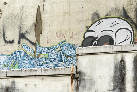 Etat en 2016. Usine A : tags, à l'extrémité occidentale de l'étirage tergal. © Région Bourgogne-Franche-Comté, Inventaire du patrimoine