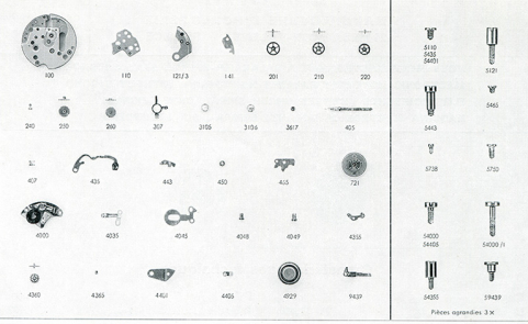 Calibre 7 3/4''' - RE 50 Electronique - 14 rubis [éclaté des fournitures], 1973. © Région Bourgogne-Franche-Comté, Inventaire du patrimoine