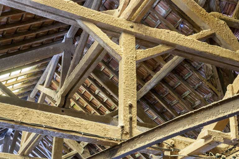 Détail de la charpente de l'atelier. © Région Bourgogne-Franche-Comté, Inventaire du patrimoine