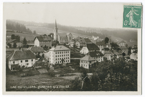 Lac-ou-Villers - Quartier de l'Eglise [vu du sud-ouest], entre 1912 et 1915. © Région Bourgogne-Franche-Comté, Inventaire du patrimoine