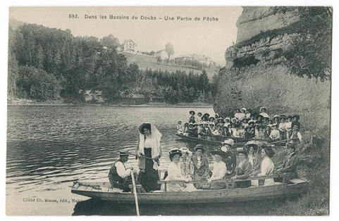 892. Dans les bassins du Doubs - Une partie de pêche, 1er quart 20e siècle. © Région Bourgogne-Franche-Comté, Inventaire du patrimoine