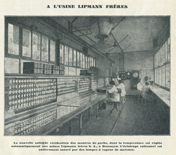 A l'usine Lipmann frères. La nouvelle salle de vérification des montres de poche [...], 1931. © Région Bourgogne-Franche-Comté, Inventaire du patrimoine