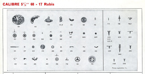 Calibre 5 1/2''' 68 - 17 Rubis [éclaté des fournitures du FE 68], 1973. © Région Bourgogne-Franche-Comté, Inventaire du patrimoine